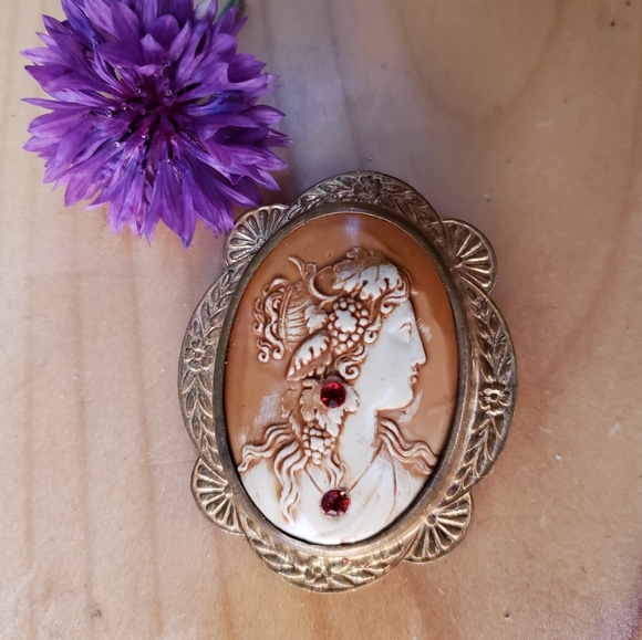 OOAK Gebuine Large Art Deco Cameo Habille Brooch - Picture 6 of 6